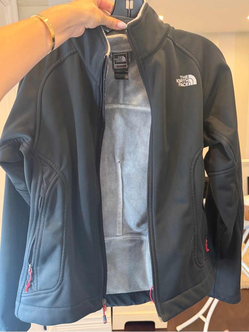 The North Face Summit Series Black Softshell Fleece-Lined Jacket Medium